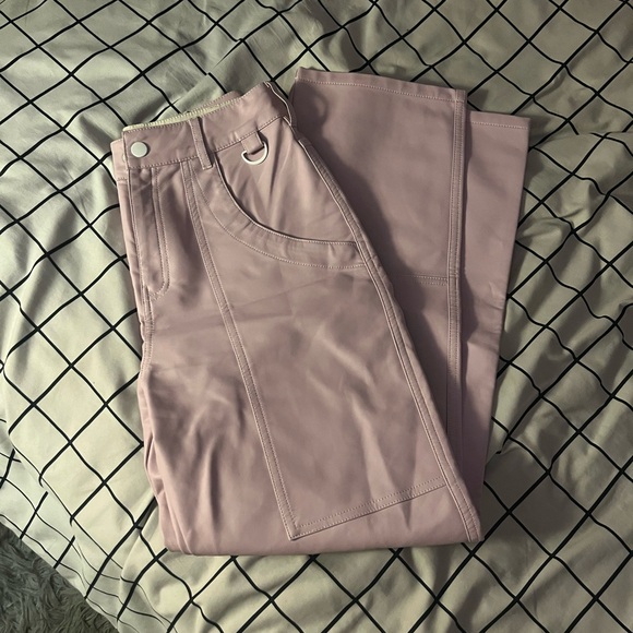 ASOS cargo wide leg fix leather pant pink cream - Picture 8 of 9